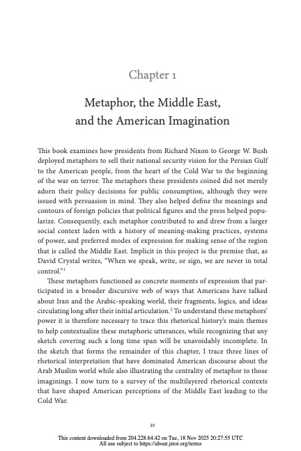 Metaphor, the Middle East, and the American Imagination