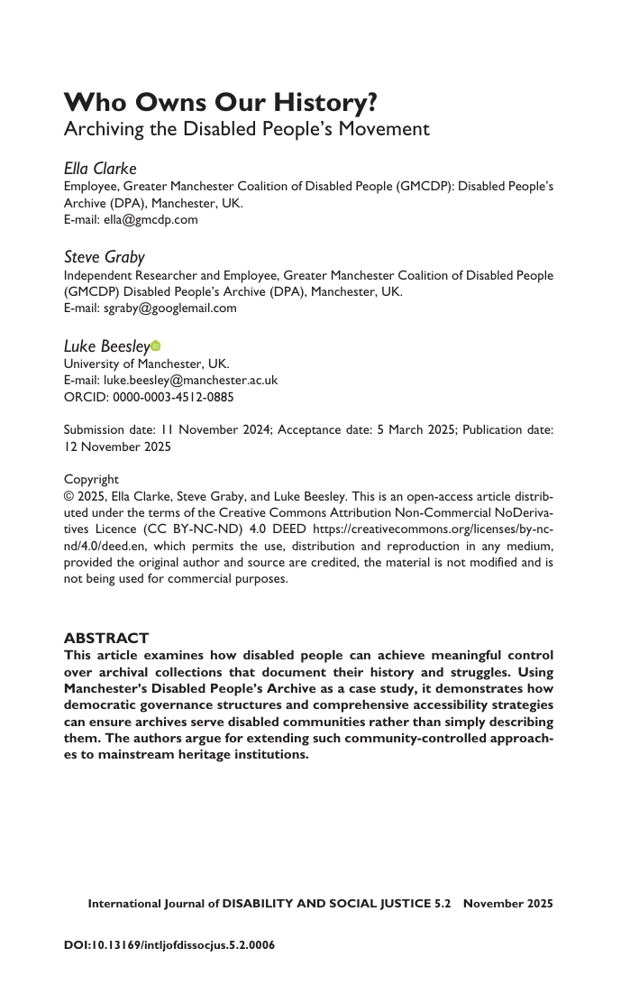 Who Owns Our History?: Archiving the Disabled People’s Movement